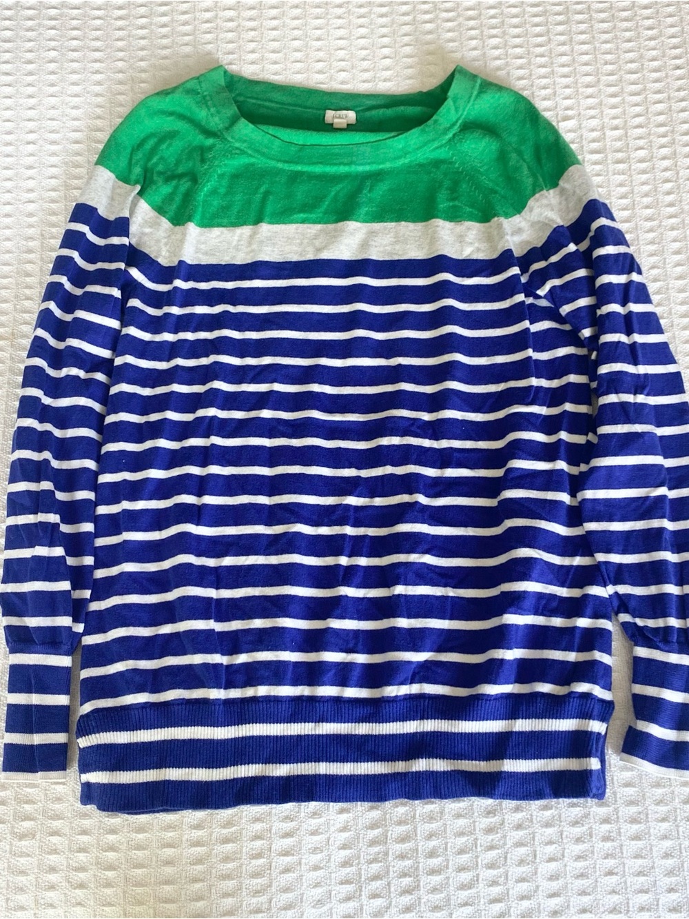 J. Crew Factory Green, Blue & White Striped Sweater size Small